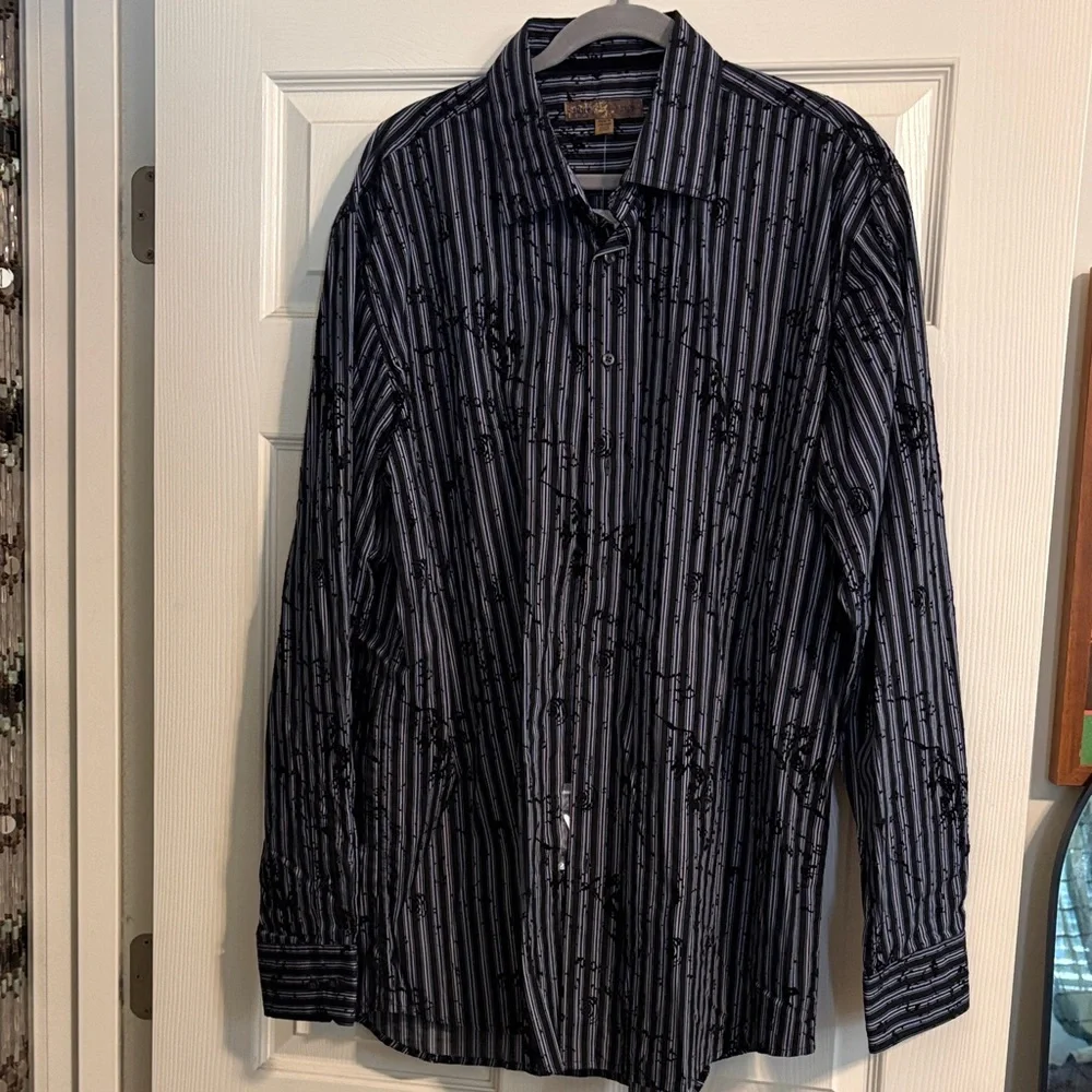 NWT 2XLT Men’s Warehouse Fancy Velvet Accent Dress Shirt - Picture 2 of 8